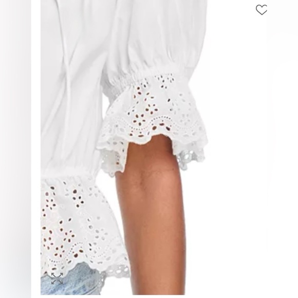 AQUA EYELET PUFF SLEEVE TIE TOP – FLIRTY & FEMININE, SIZE: M - Picture 2 of 10